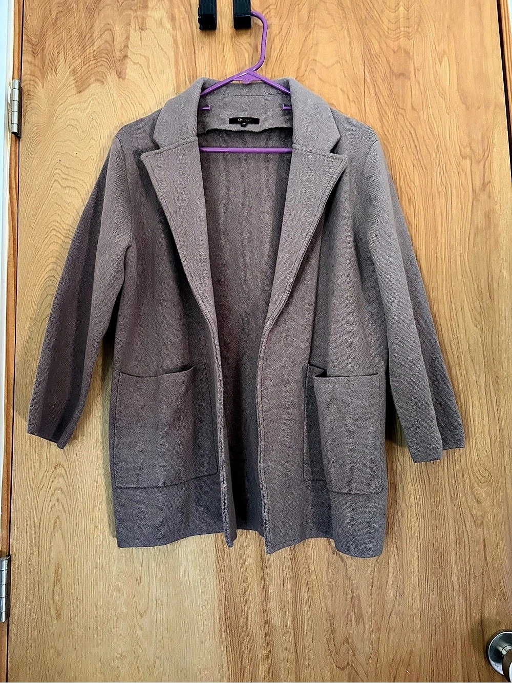 Quince 100% Organic Cotton Knit Blazer Brown XS
